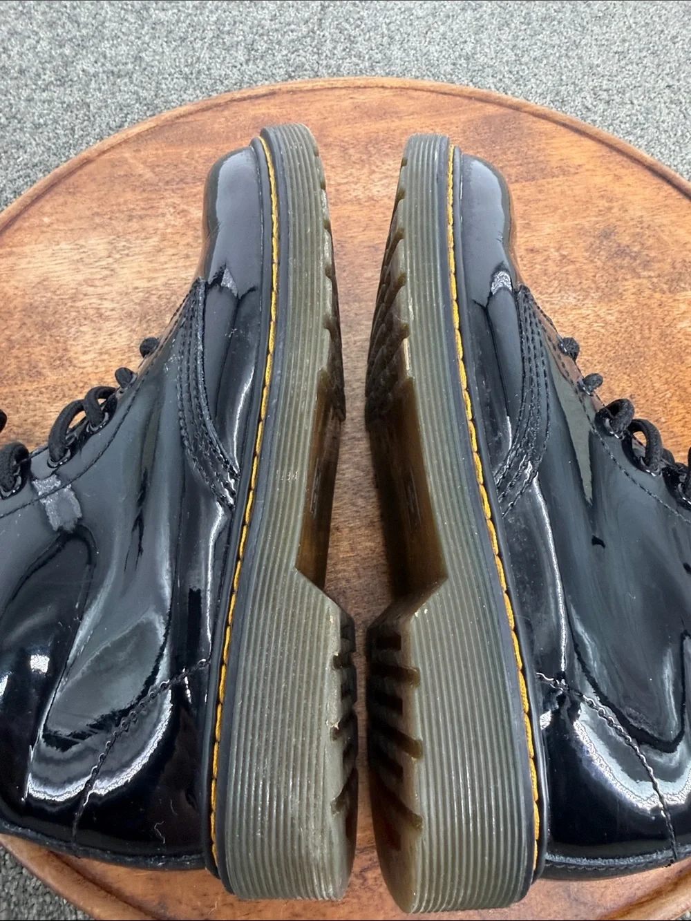 Dr. Martens Boot Girls 4 Wm 5 Black Patent Lace-Up Combat DM Docs Inside Zip